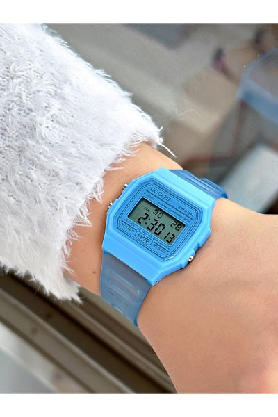 Cockpit Digital Women's Wristwatch with Silicone Strap 5 ATM Waterproof Alarm and Luminous Stopwatch