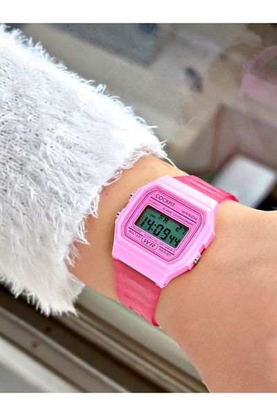 Cockpit Digital Women's Wristwatch with Silicone Strap 5 ATM Waterproof Alarm and Luminous Stopwatch