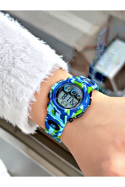 Cockpit Digital Children's Wristwatch with Silicone Strap 5 ATM Waterproof Alarm and Illuminated Stopwatch