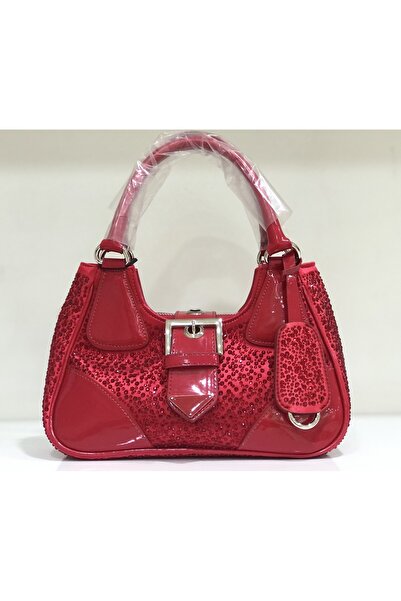 LUX LAZER ÇANTA Kadın Rugan Taşlı Kol Çanta