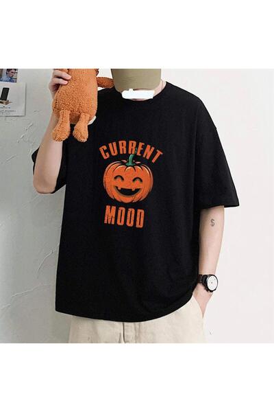 Violon Tricou oversize unisex negru cu imprimeu „Halloween Current Mood”