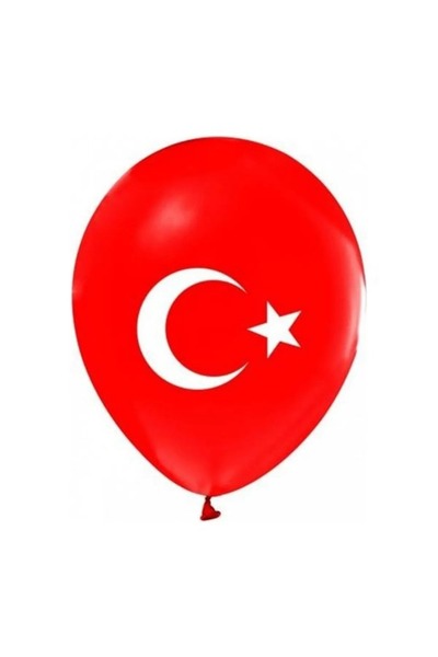 asöy علم تركي مطبوع عليه نجمة القمر بالون أحمر أبيض 10 قطع 12 بوصة 30 سم بالو...