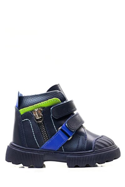 Tuğba Ortopedi 1259 Orthopedic 100% Genuine Leather Baby Boy Navy Blue Boots