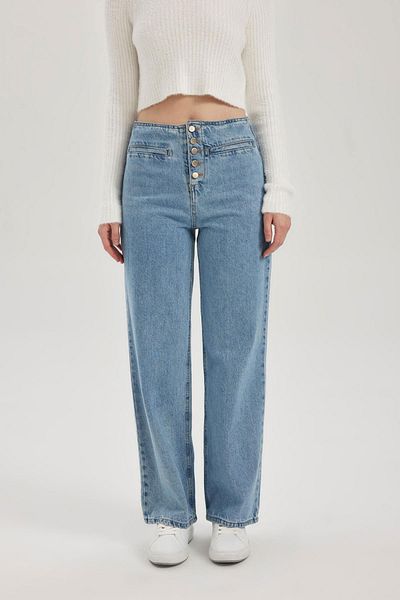 DeFacto 90s Wide Leg High Waist Wide Leg Ankle Length Jean Trousers B3308ax23wn