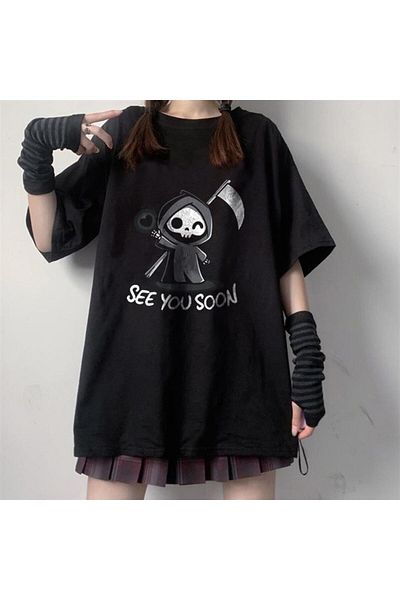 Touz Halloween See You Soon Printed Μαύρο μπλουζάκι Unisex Oversize