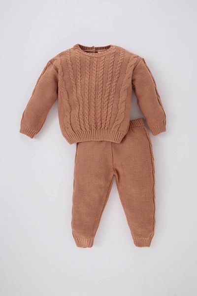 DeFacto Baby Girl Crew nyakú pulóver alsó kötöttáru szett 2 darabból