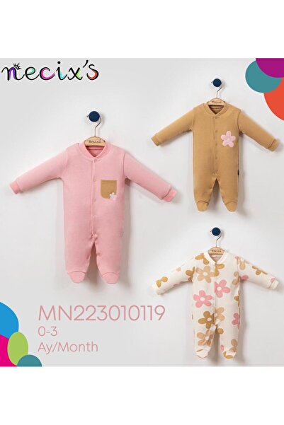 Baskılı Retro Flowers Tek Boy Bebek Tulum 0-3 Ay