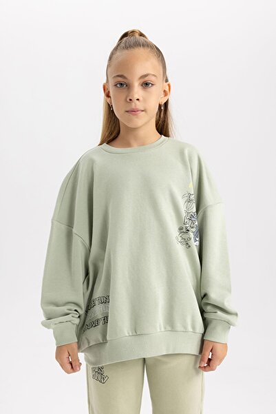 DeFacto Girl's Looney Tunes Oversize Fit Crew Neck Thick Sweatshirt B1552A823Au