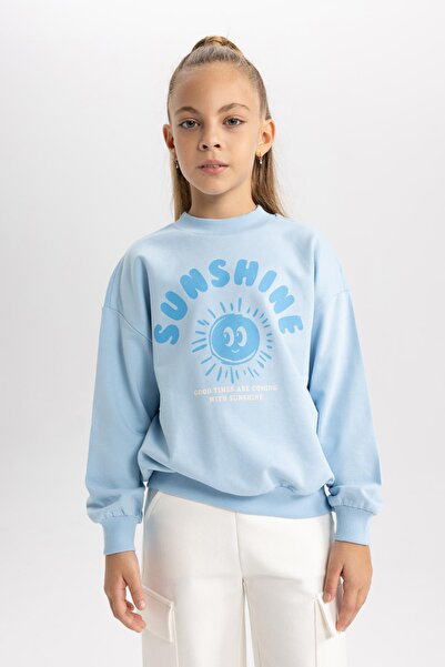 DeFacto Dívčí mikina Regular Fit Crew Neck Neck