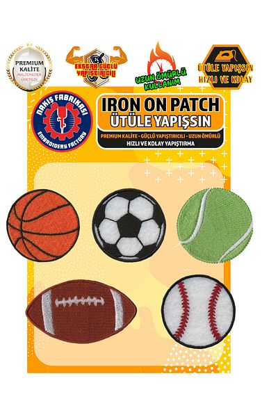 Nakış Fabrikası Patch brodat care se lipsește cu fier de călcat, set de mingi (5 bucăți), patch de broderie pentru produse interne