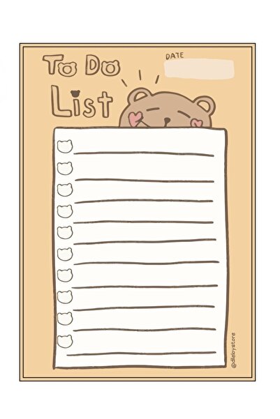DileloyStore Ayı Desenli Kahverengi To Do List Defter | Planlayıcı A6 (10X14,...
