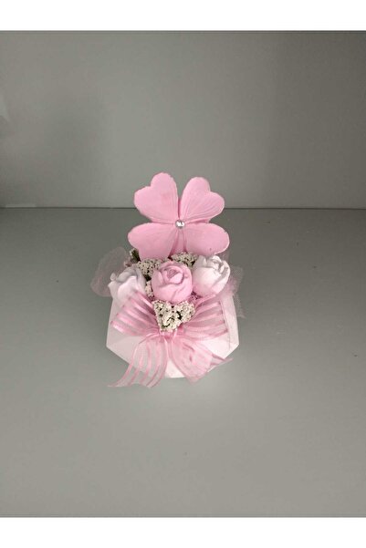 StoneGiftDesign Taş Döküm Saksıda Sempatik Pembe Yonca Detaylı Minik Güller K...