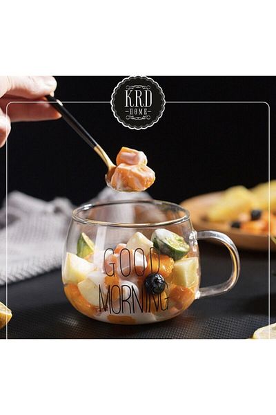 KRD Home 2-Piece Heat Resistant Chubby Cup with Borosilicate Handle (400ML) Pink Shop