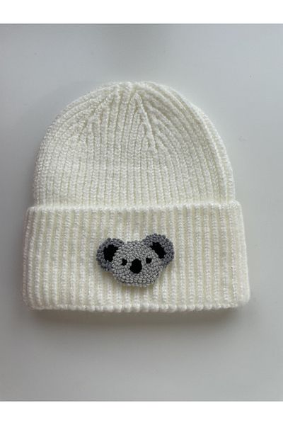 byebruketenci Cream Beret Koala Punch Patterned Luxury Wool Beret Hat Christmas Gift