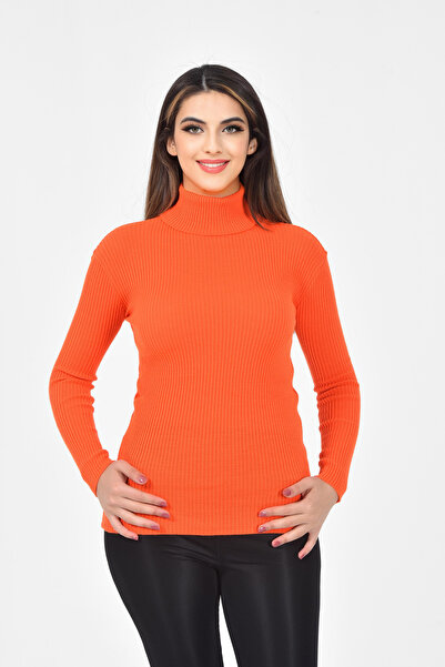 Cloudy Kids Women's Corded Turtleneck Knitwear Sweater