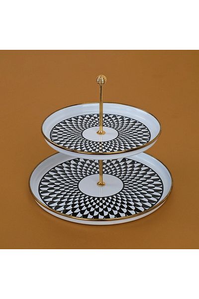 Glore Destina Black Patterned Enamel Layered Cookie Holder