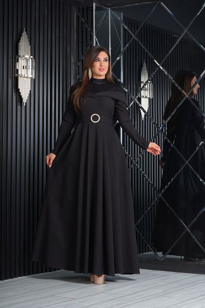 Matik Abiyem Scuba Crepe Tulle Design Hijab Evening Dress