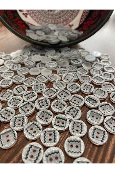 canan dizayn 11.5 MM WHITE-BLACK ZICKZACK BUTTON (25 PIECES)