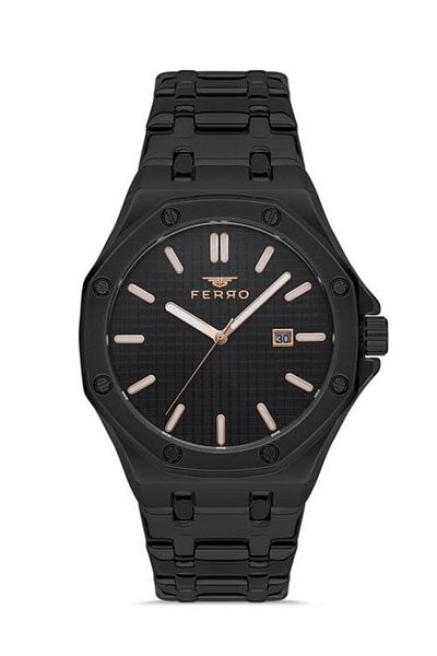 FERRO Men's Black Color Sport-Classic Calendar Wristwatch + 5 Color Bracelet Gift