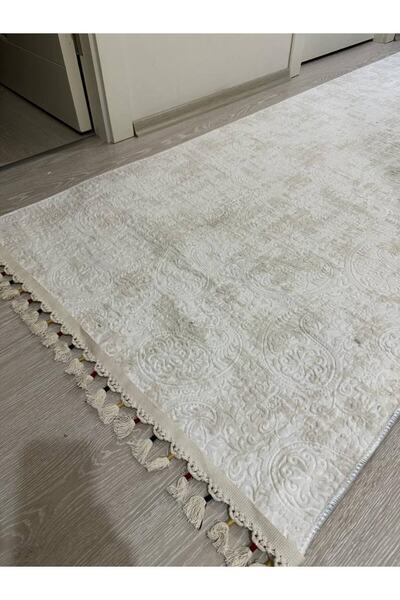 Dinarsu Jel Kaymaz Halı Nevra Asos Krem Kaymaz Taban Yolluk Yıkanabilir Halı ...