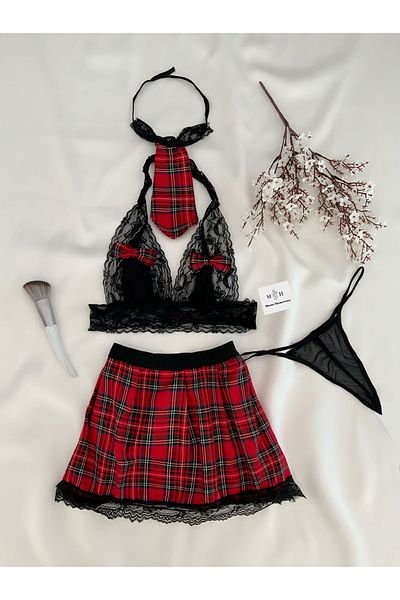 MH Moony Homewears Costum de lux în carouri de școală