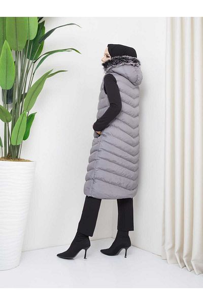 KMKkombin new season women's long puffer vest hooded