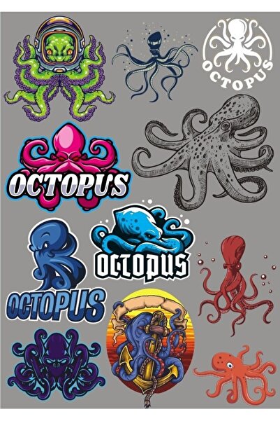 Reysa Tasarım مجموعة ملصقات الأخطبوط - 3 11 قطعة للهاتف والكمبيوتر اللوحي والكمبيوتر المحمول وملصق الكمبيوتر المحمول