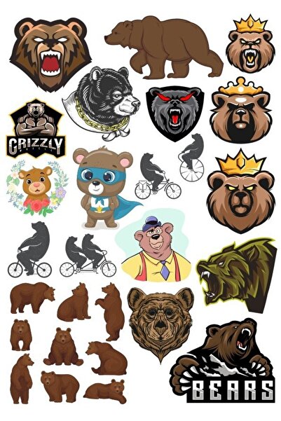 Reysa Tasarım مجموعة ملصقات الدب - 10 15 قطعة للهاتف والكمبيوتر اللوحي والكمب...