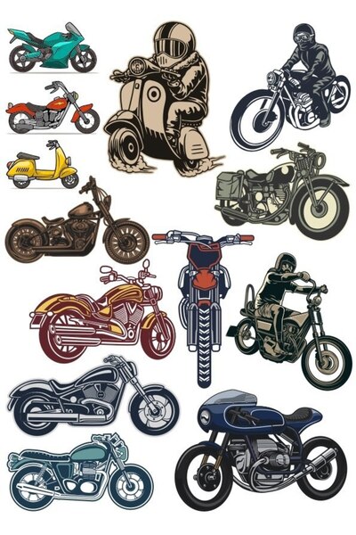 Reysa Tasarım مجموعة ملصقات بايكر موتورز مكونة من 15 قطعة للهاتف والكمبيوتر ا...