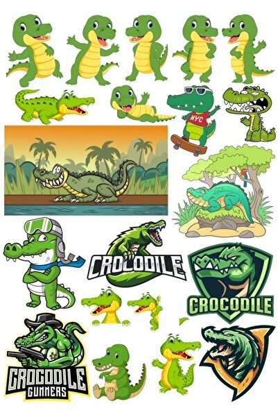 Reysa Tasarım مجموعة ملصقات التمساح 11 15 قطعة للهاتف والكمبيوتر اللوحي والكم...