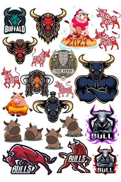 Reysa Tasarım مجموعة ملصقات الثور مكونة من 20 قطعة للهاتف والكمبيوتر اللوحي و...