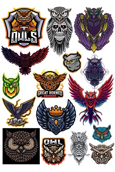 Reysa Tasarım مجموعة ملصقات على شكل بومة مكونة من 3 15 قطعة للهاتف والكمبيوتر...