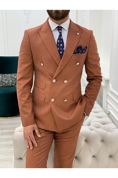 LONATOLİA Costum la două piepte pentru bărbați, cu guler în coadă de rândunică, cu tăietură italiană, jachetă slim fit, vestă, pantaloni, gresie