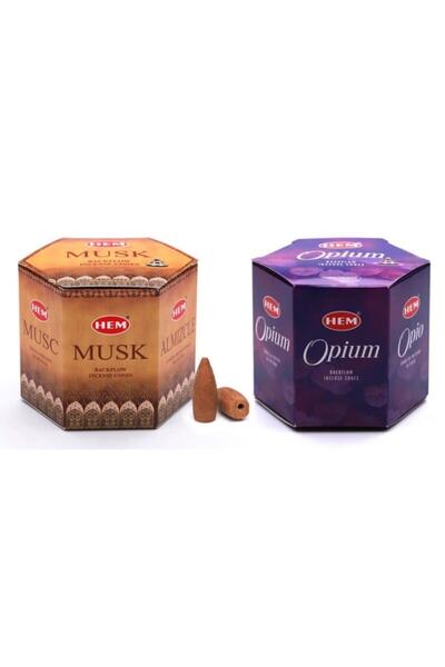 Hem Zen Geri Akışlı Şelale Tütsü Konileri Misk Ve Opium Aromalı 40 Adet Karış...