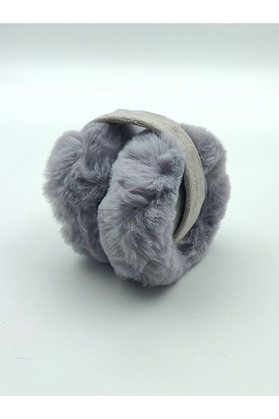AXE SPORTSWEAR Brine Gray Soft Textured Foldable Folding Plush Ear Warmer Protective Large Headphone
