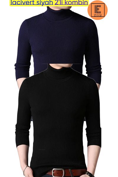 EMKA GİYİM Pachet de 2 pulover combinat cu gât țesut