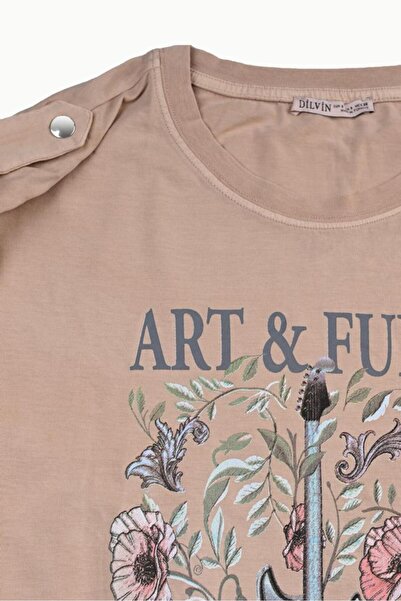 Dilvin Μπλουζάκι με ανοιχτόχρωμα εφέ μπεζ