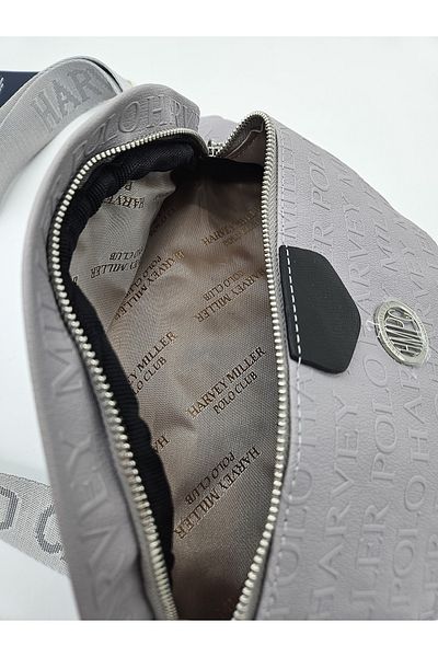 DSN Monogram Embossed Waist Bag Gray Black