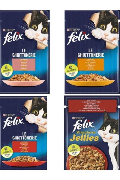 FELIX Pouch Karışık Kedi Yaş Mama 85 gr (Somon-Tavuk-Sığır-Domates Soslu Sığı...