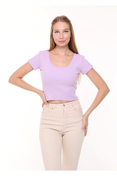 LAENT Tricou cu mânecă scurtă cu mânecă scurtă pentru femei, liliac