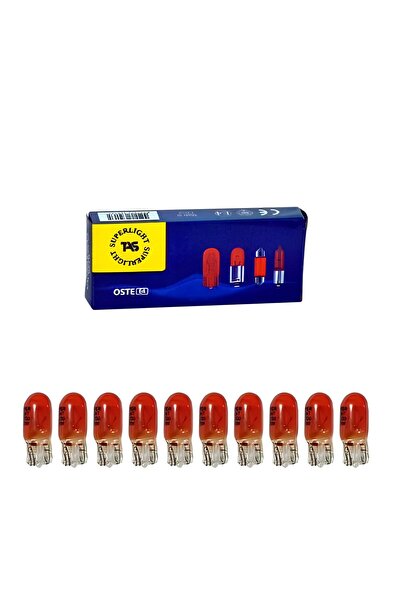 TAS 12v 5w Dipsiz T10 Ampul Turuncu Boyalı Amber Cam 10 Adet