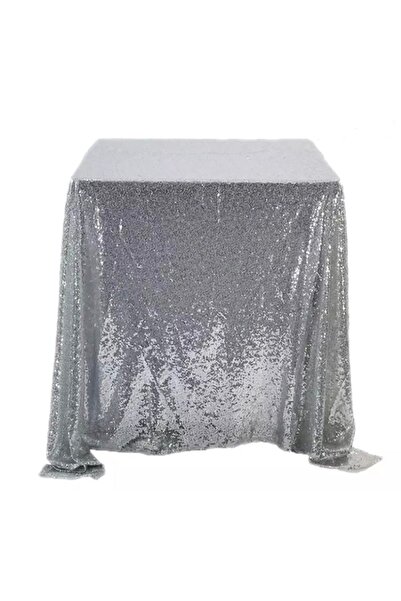 MER HOME مفرش طاولة مطرز بالترتر الفضي