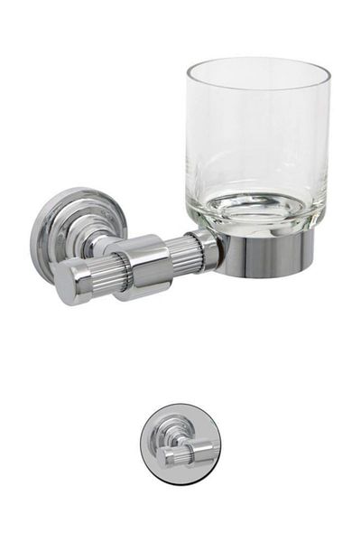 Maya Line Chrome Mounted Toothbrush Holder Glass 100% Brass