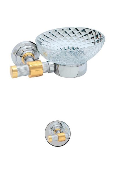 Maya Line Chrome Pvd Gold Mounted Soap Dish Frosted Glass 100% Brass