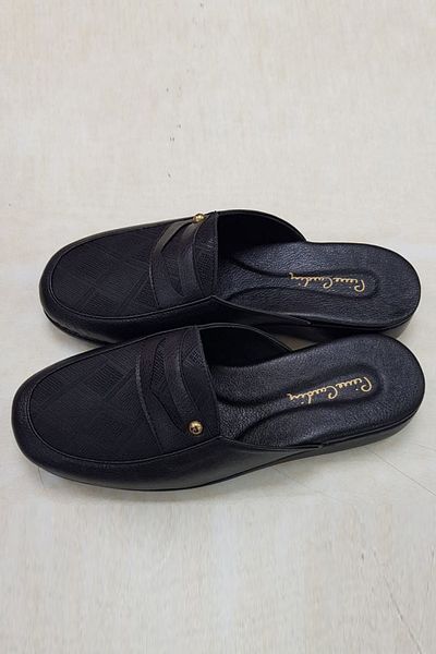 Pierre Cardin Plaid Men's Groom Dowry Embroidered Leather Slippers 288