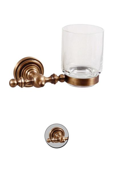 Maya Liberty Antique Assembled Toothbrush Holder Glass 100% Brass