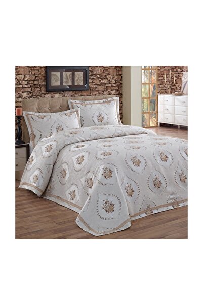 Derya Home Avangard Nakışlı  Nesrin Kahve Yatak Örtüsü