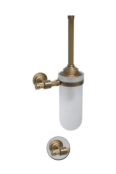 Maya Line Antique Mounted Toilet Brush Glass 100% Brass