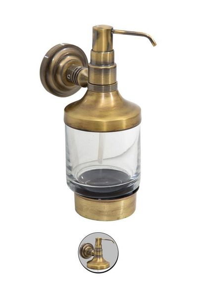 Maya Line Antique Mounted Liquid Soap Dispenser Glass 100% Brass
