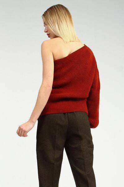 Collezione Kiremit Çapraz Omuz Detaylı Tek Kol Kadın Kazak